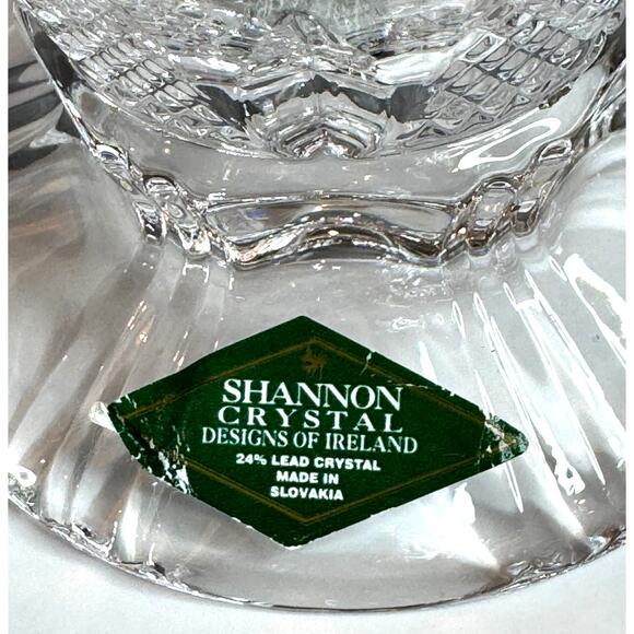 Shannon 24% Lead Crystal South Beach Sherbert Footed Dish Etched Palm Trees - Picture 3 of 7